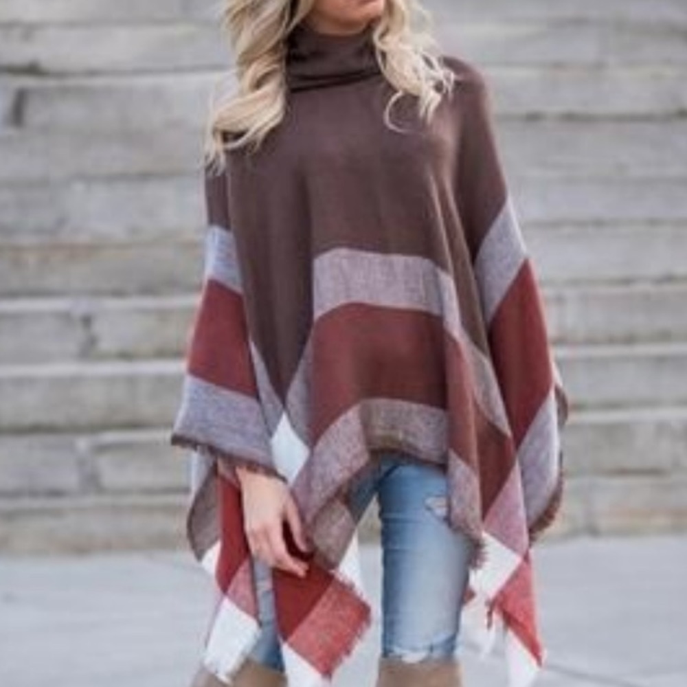 Brown Turtleneck Poncho